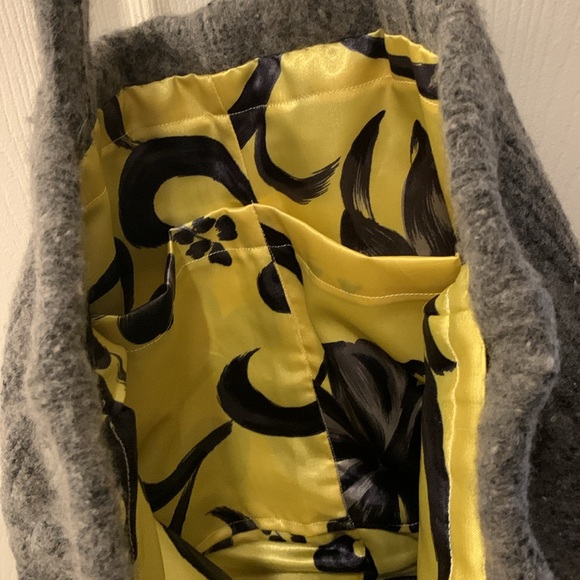 NEW HANDMADE FELTED WOOL SWEATER BAG UPCYCLED ALL-OVER MARBLED GRAY LINED - Picture 4 of 5